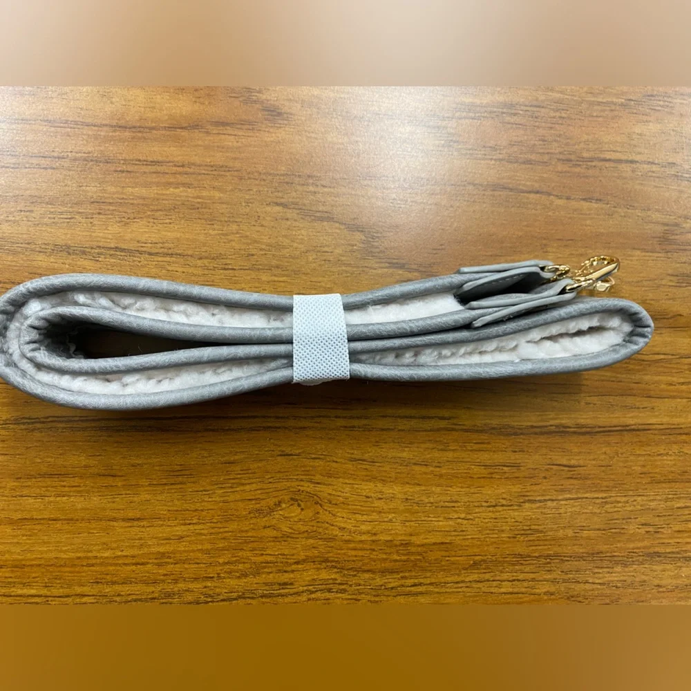 New Grey Vegan Leather Laptop/Purse Strap with Sherpa Fleece inside